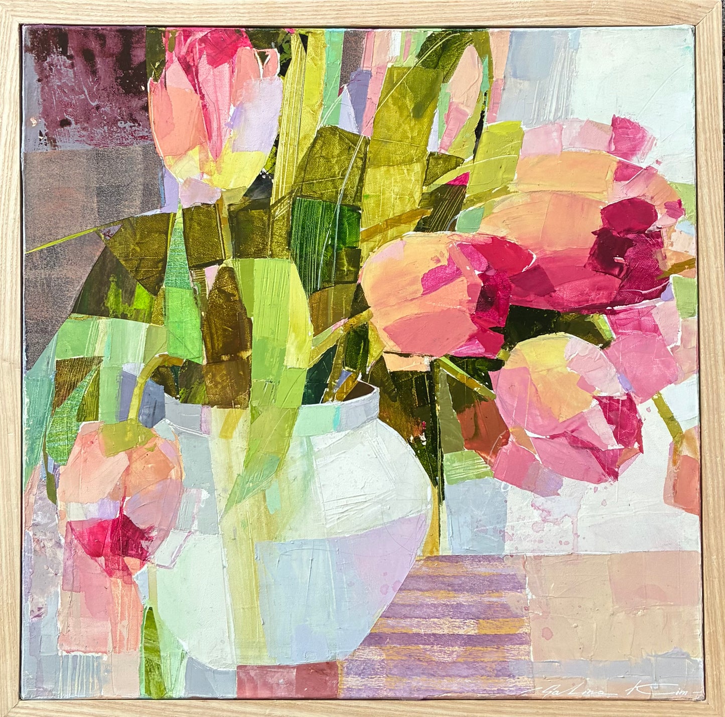 Galina Kim 'Pink tulips in a vase'