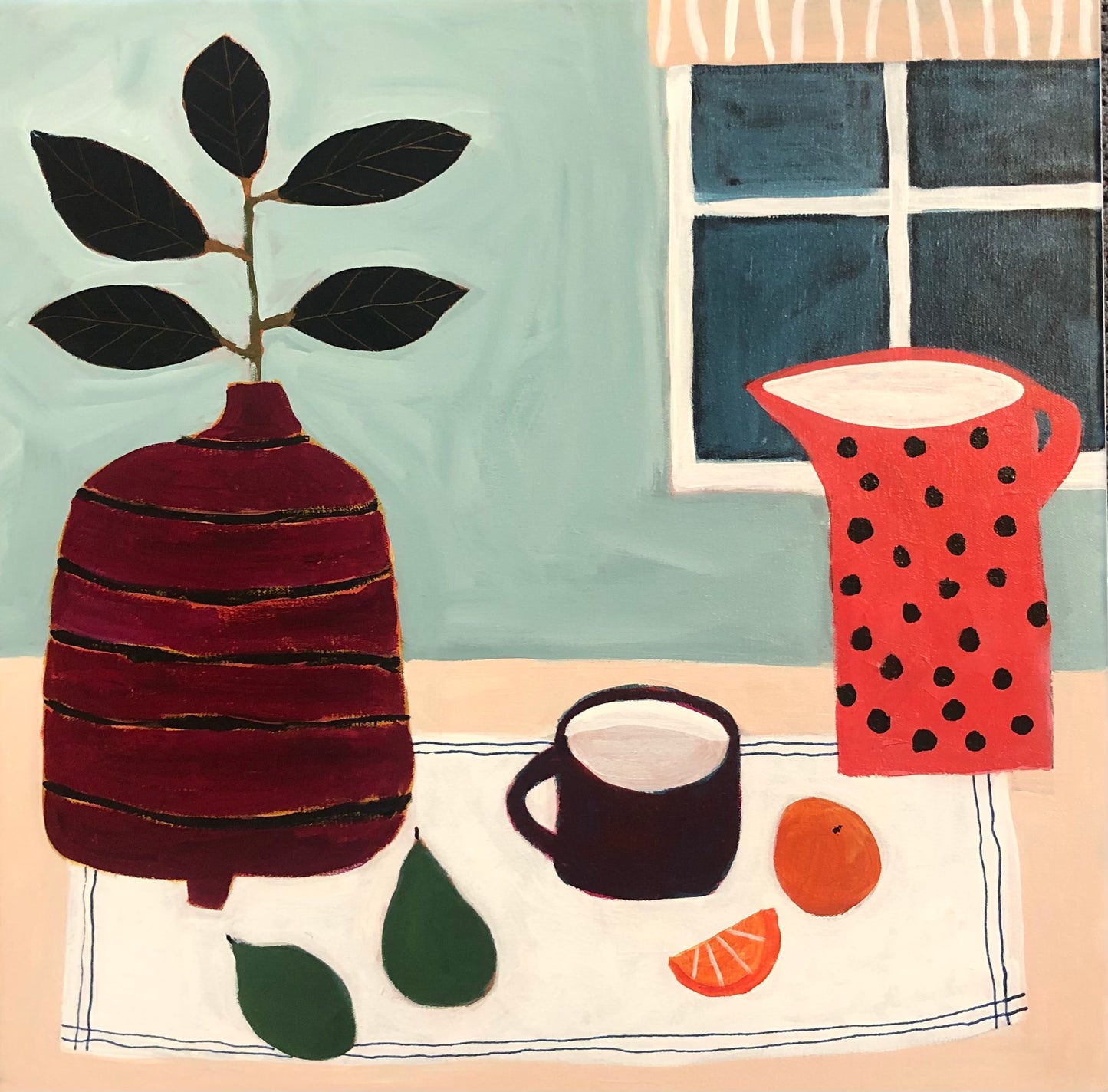 Anne Dillon 'Red Jug and Oranges'