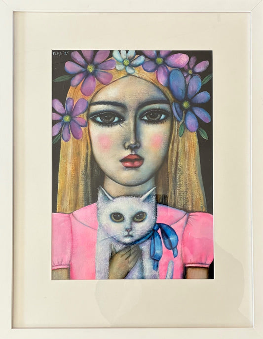 Suzy Platt 'Girl with lilac kitten'